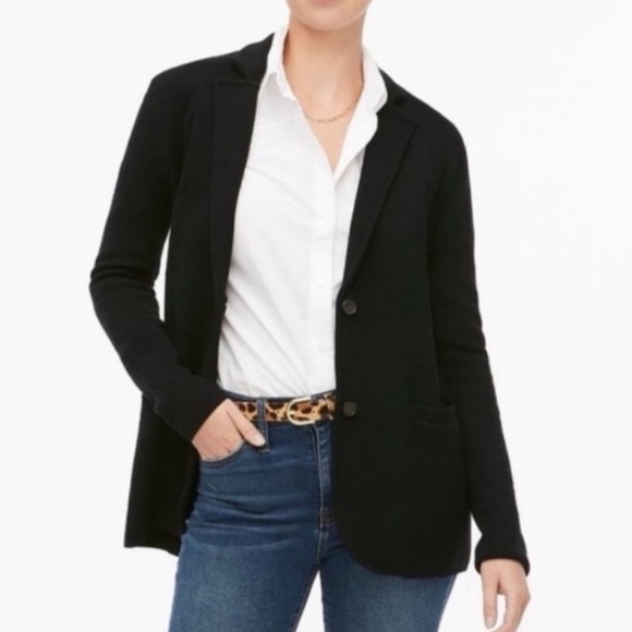 J Crew Womens Sweater Blazer Size XS Black Two Button Long Sleeve Classic Preppy - Picture 1 of 9